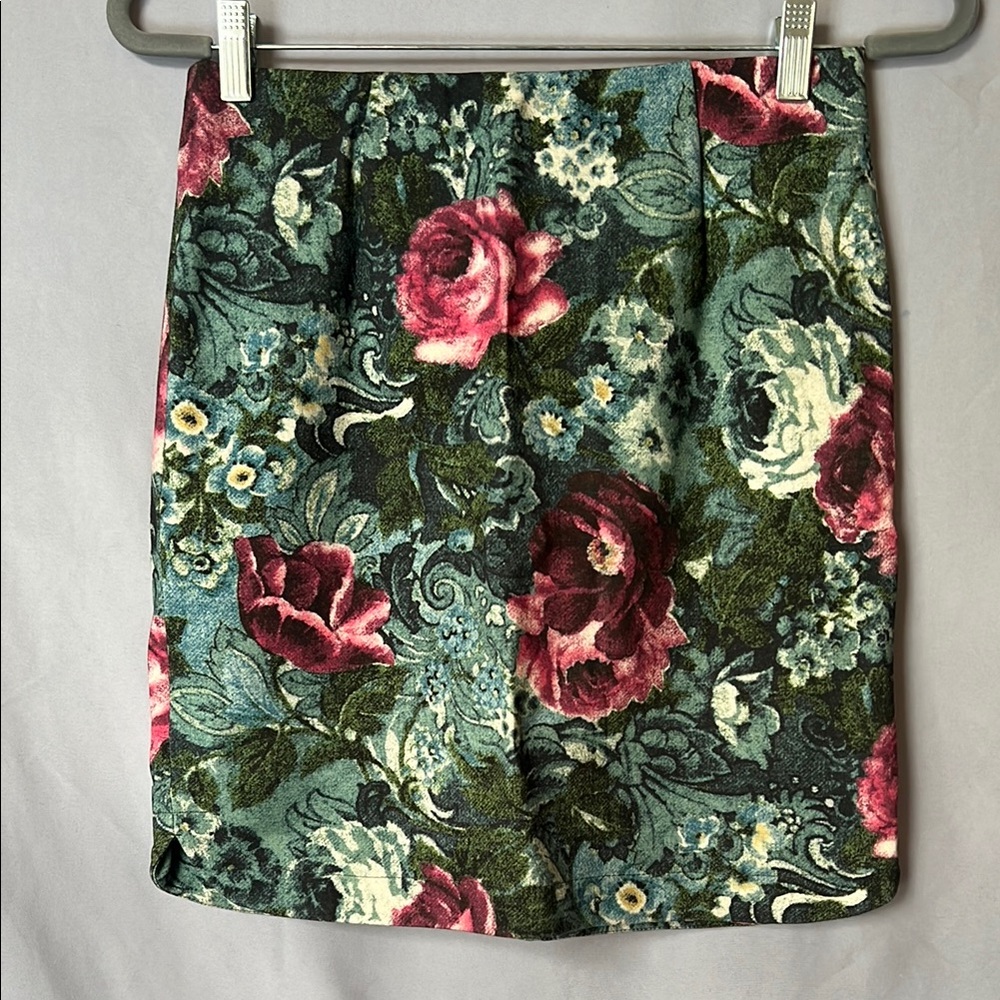 J. Jill floral ponte mini skirt | size XS